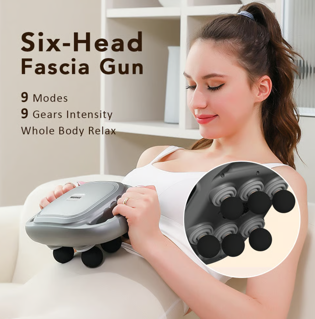 6-Head Deep Tissue Massage Gun | Full Body Muscle Relief